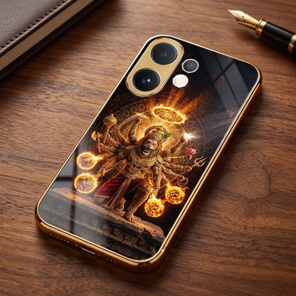 Vivo V60e 5G Lord Narasimha Gold Electroplated Glass Phone Back Case
