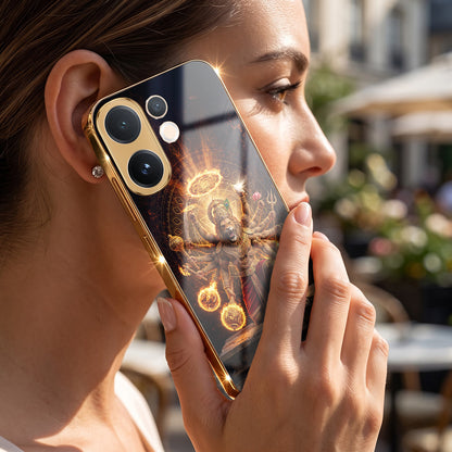 Vivo V60 5G Lord Narasimha Gold Electroplated Glass Phone Back Case