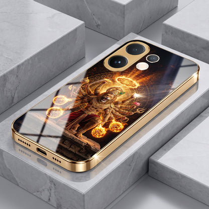 Vivo V60 5G Lord Narasimha Gold Electroplated Glass Phone Back Case