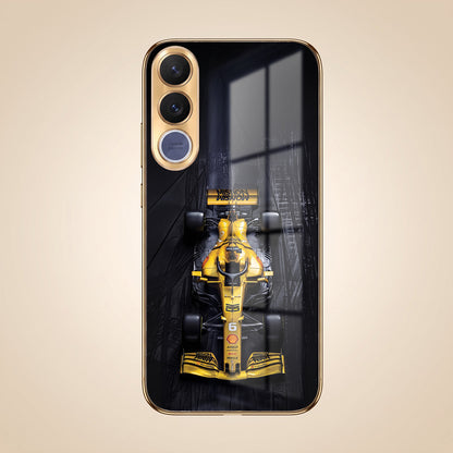 Vivo V70 FE 5G F1 Racing Car Gold Electroplated Glass Phone Back Case