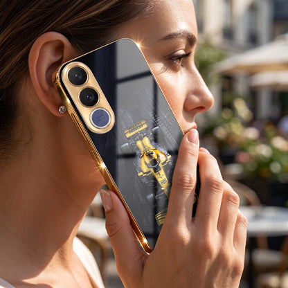 Vivo V70 FE 5G F1 Racing Car Gold Electroplated Glass Phone Back Case