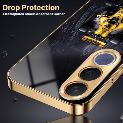 Vivo V70 FE 5G F1 Racing Car Gold Electroplated Glass Phone Back Case