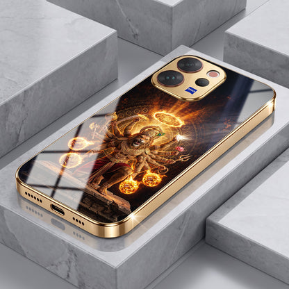 Vivo V70 5G Lord Narasimha Gold Electroplated Glass Phone Back Case