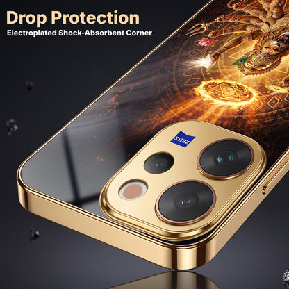 Vivo V70 5G Lord Narasimha Gold Electroplated Glass Phone Back Case