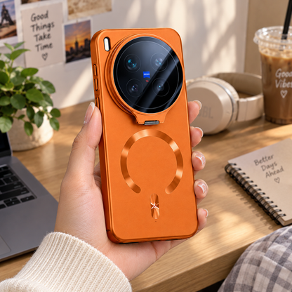 Vivo X300 & X300 Pro 5G MagSafe Orange Camera Ring Stand Shockproof Protective Case