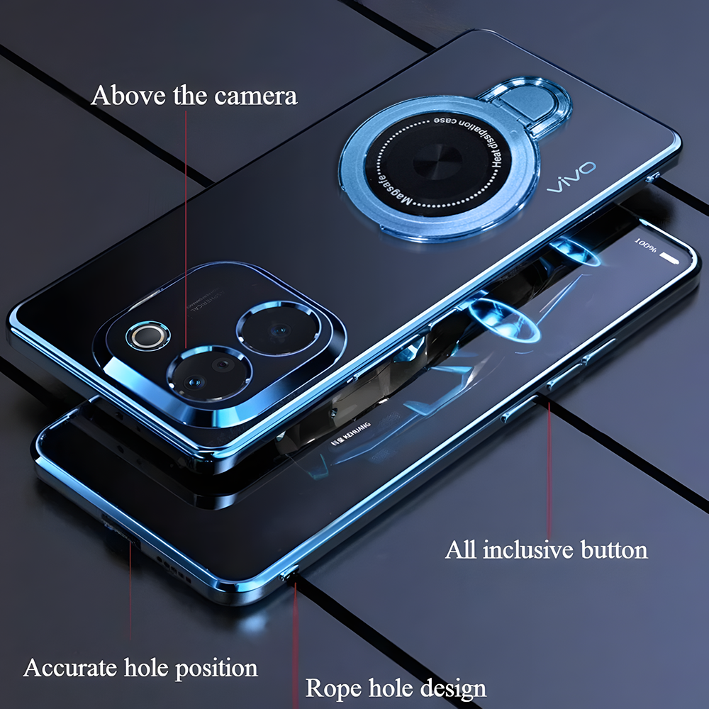 Phone case with camera and button details on a dark surface
