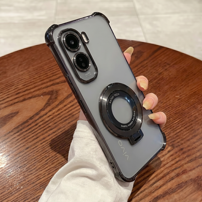 Vivo T5 Pro 5G Original Luxury Magnifier Ring Stand Shockproof Airbags Corner Case