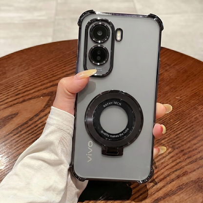 Vivo T5 Pro 5G Original Luxury Magnifier Ring Stand Shockproof Airbags Corner Case