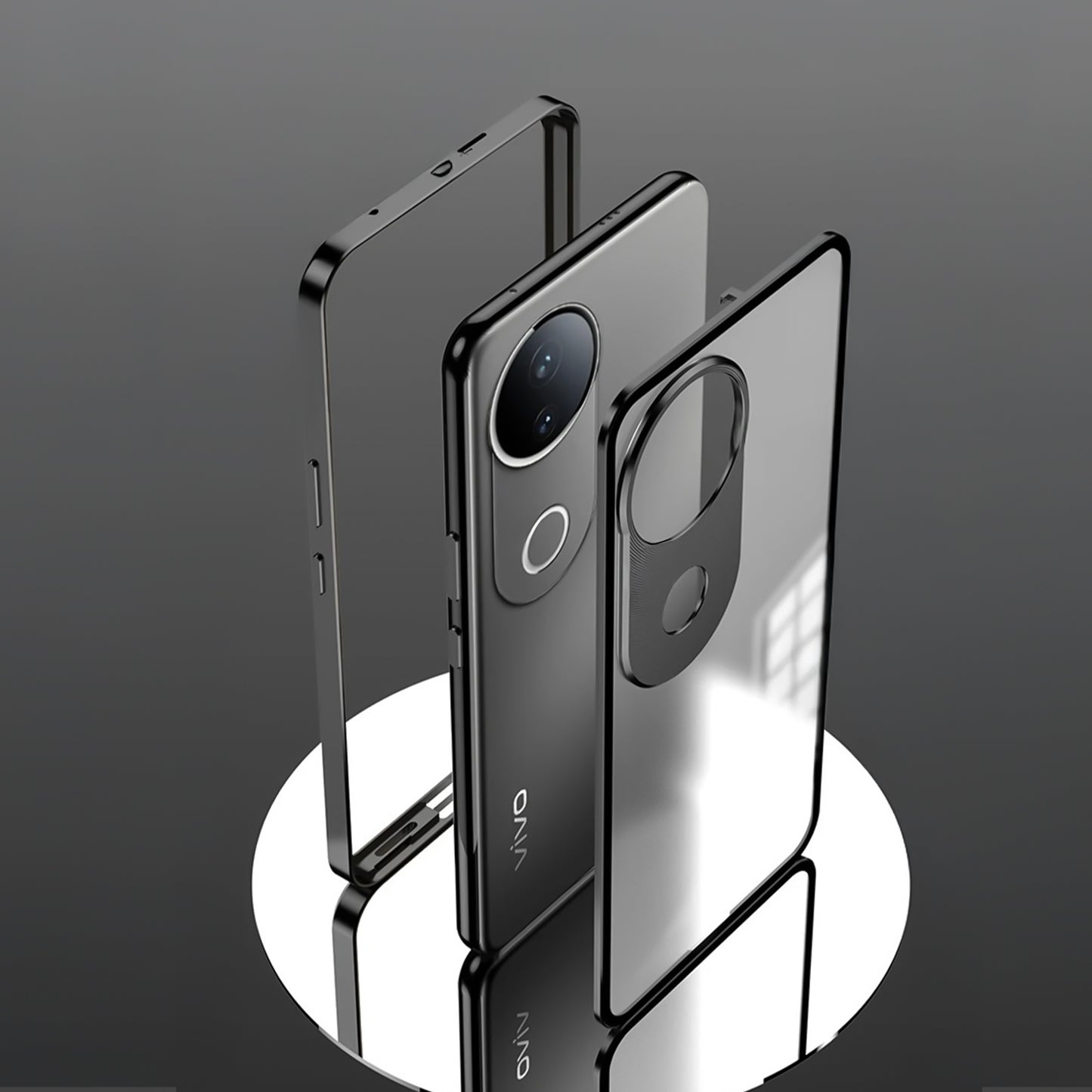 Vivo V50e 5G Aluminium Metal Bumper Shield Transparent Back Case