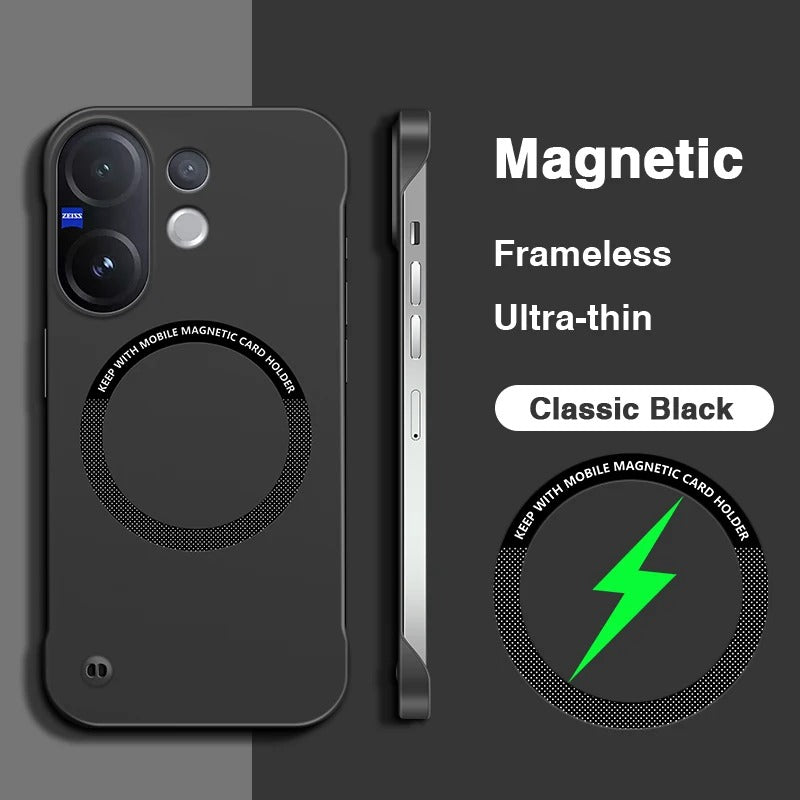 Vivo V60 5G Frameless Magnetic Wireless Charging Case — Ultra-Slim Clear MagSafe Compatible Cover