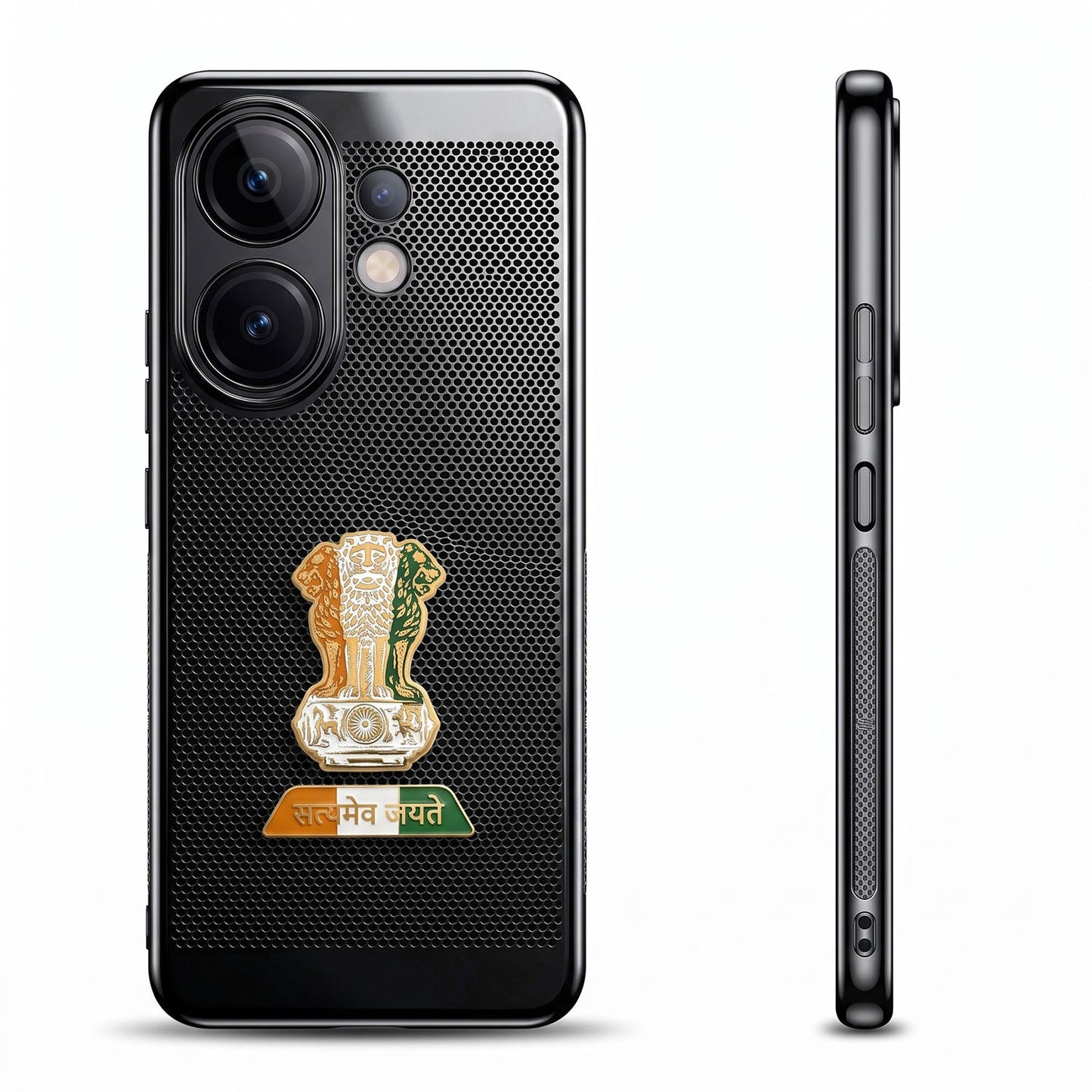 Vivo V60 5G Tri-Color Satyamev Jayate Mesh Electroplated Heat Dissipation Case