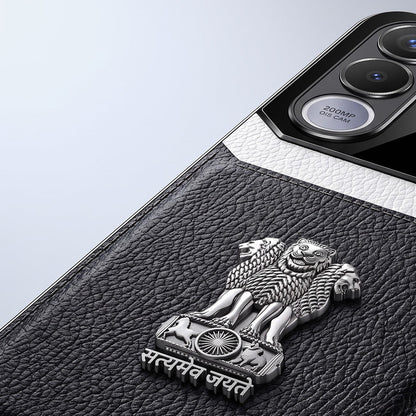 Vivo V70 FE 5G Satyamev Jayate 3D Metal Leather Back Case