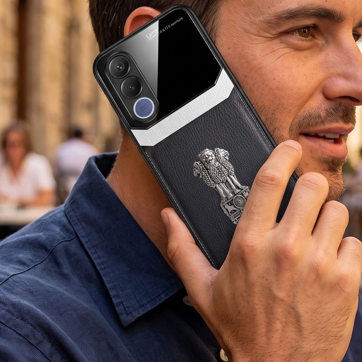 Vivo V70 FE 5G Satyamev Jayate 3D Metal Leather Back Case