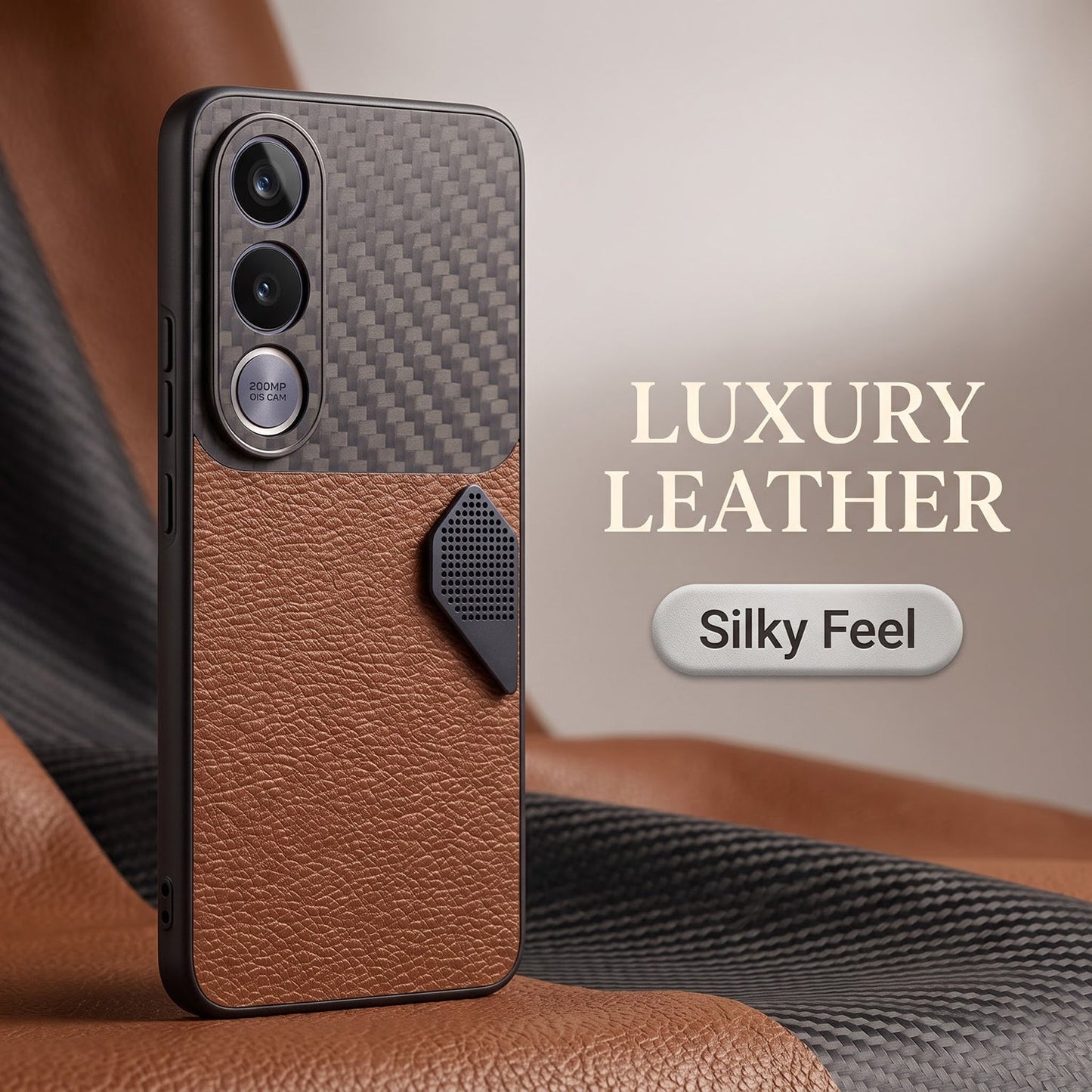 Vivo V70 FE 5G Carbon Fiber Heat Dissipation Leather Hybrid Phone Case
