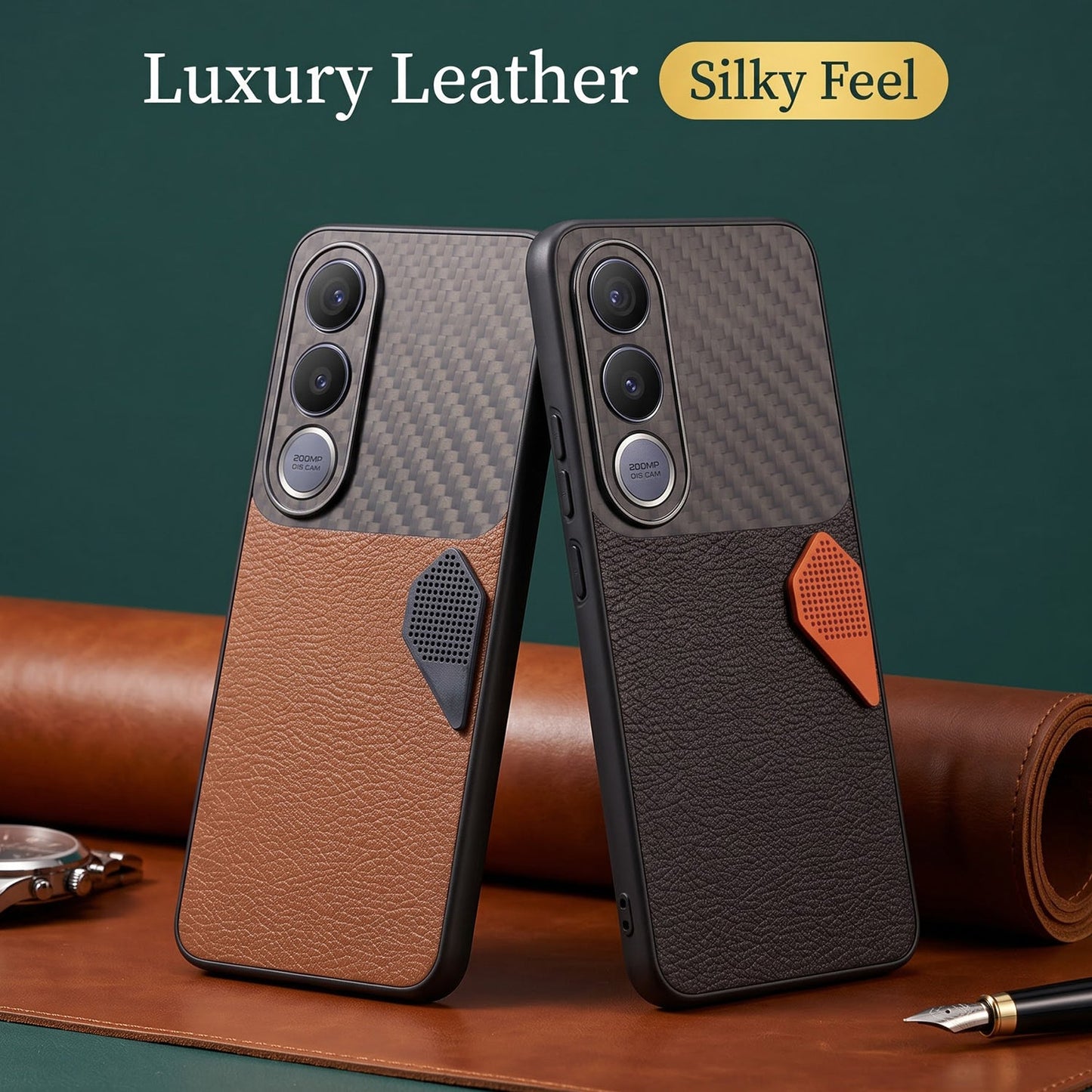 Vivo V70 FE 5G Carbon Fiber Heat Dissipation Leather Hybrid Phone Case