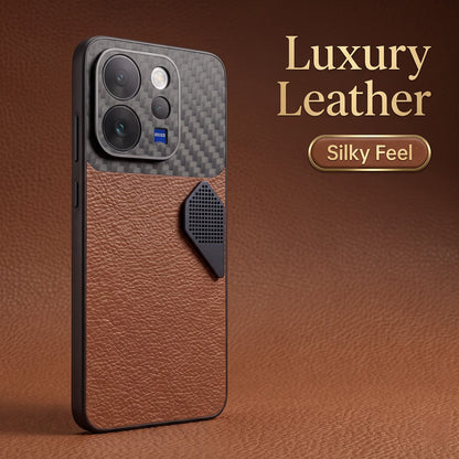 Vivo V70 5G Carbon Fiber Heat Dissipation Leather Hybrid Phone Case