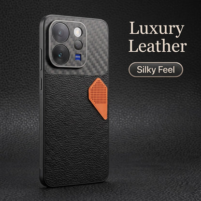 Vivo V70 5G Carbon Fiber Heat Dissipation Leather Hybrid Phone Case