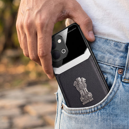 Vivo T5X 5G Satyamev Jayate 3D Metal Leather Back Case