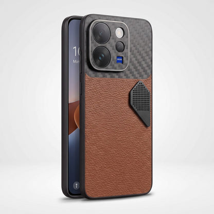 Vivo V70 5G Carbon Fiber Heat Dissipation Leather Hybrid Phone Case