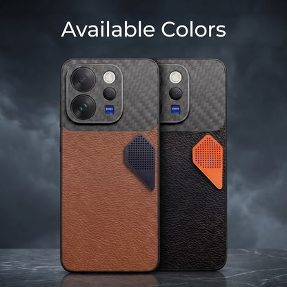 Vivo V70 5G Carbon Fiber Heat Dissipation Leather Hybrid Phone Case