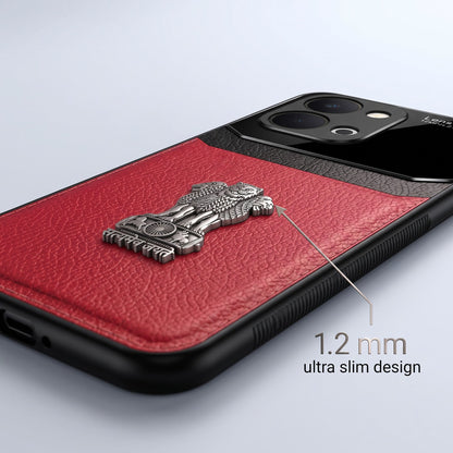 Vivo T5X 5G Satyamev Jayate 3D Metal Leather Back Case