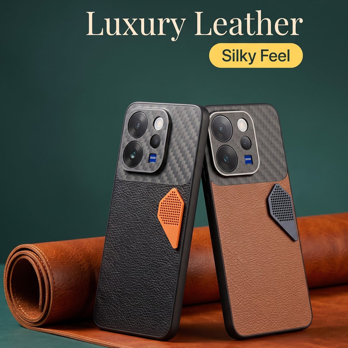Vivo V70 5G Carbon Fiber Heat Dissipation Leather Hybrid Phone Case