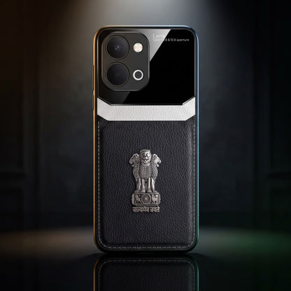 Vivo T5X 5G Satyamev Jayate 3D Metal Leather Back Case