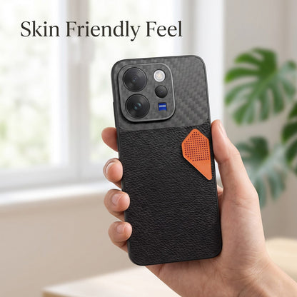 Vivo V70 5G Carbon Fiber Heat Dissipation Leather Hybrid Phone Case