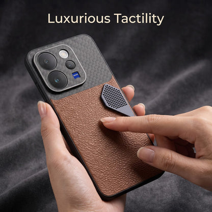 Vivo V70 5G Carbon Fiber Heat Dissipation Leather Hybrid Phone Case