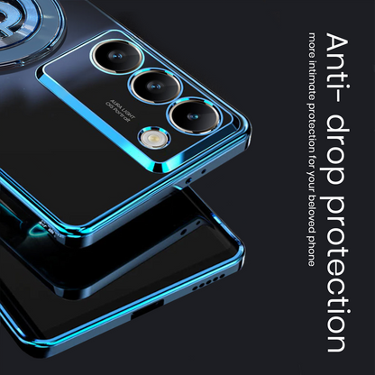 Phone case with anti-drop protection text on a dark background
