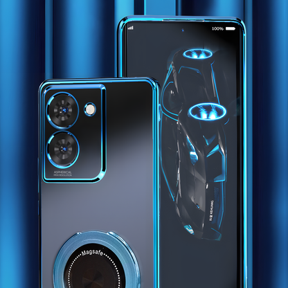 Smartphone with Magsafe feature displayed on a blue background