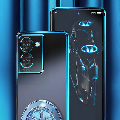 Smartphone with reflective surface on a blue gradient background