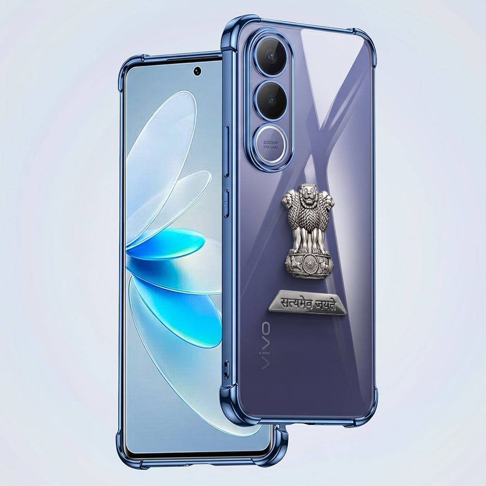 Vivo V70 FE 5G Satyamev Jayate 2-in-1 Emblem Transparent Shockproof Airbag Case