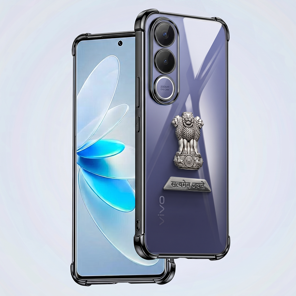 Vivo V70 FE 5G Satyamev Jayate 2-in-1 Emblem Transparent Shockproof Airbag Case