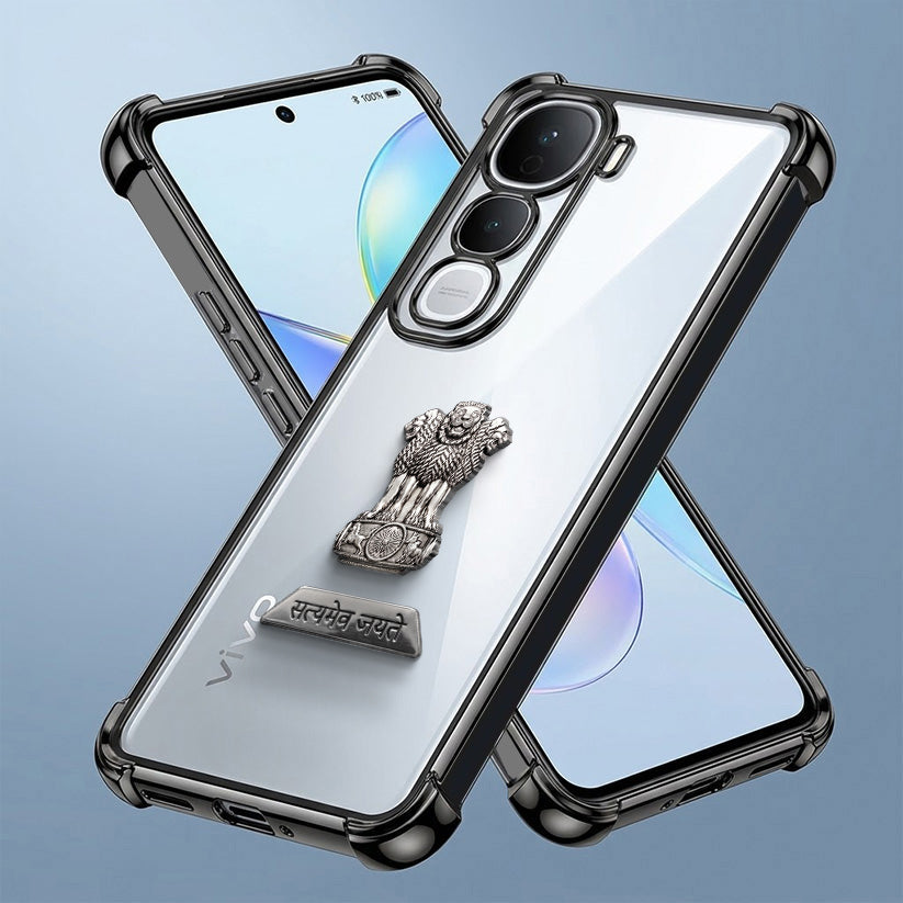 Vivo V70 FE 5G Satyamev Jayate 2-in-1 Emblem Transparent Shockproof Airbag Case