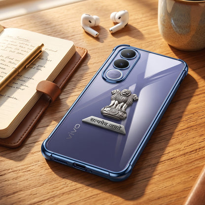 Vivo V70 FE 5G Satyamev Jayate 2-in-1 Emblem Transparent Shockproof Airbag Case