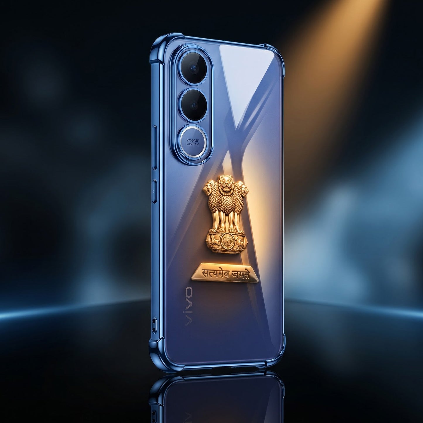 Vivo V70 FE 5G Satyamev Jayate 2-in-1 Emblem Transparent Shockproof Airbag Case