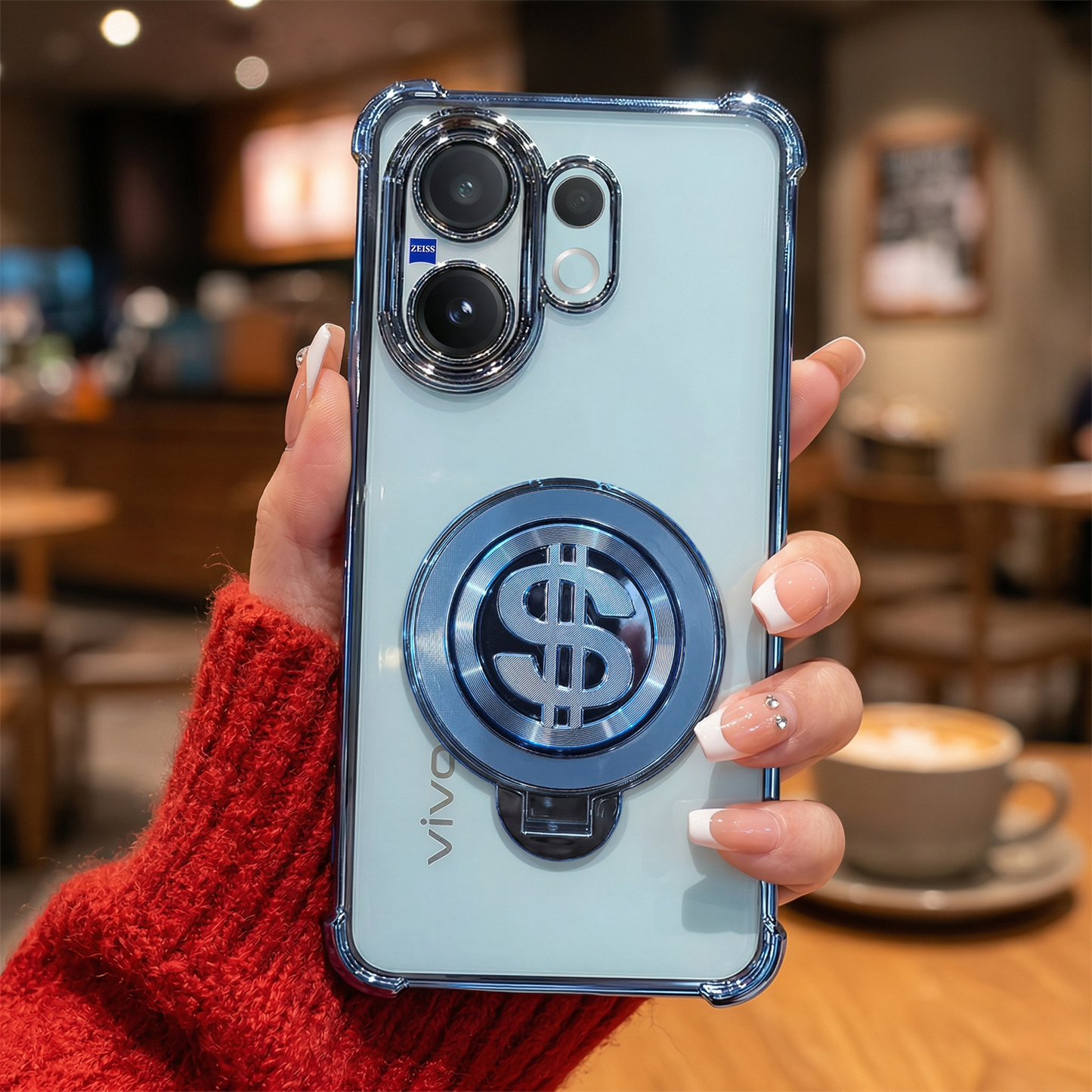 Vivo V60 5G Four Corner Airbags 100% Original Astro Money Magnet Rotating Dollar Case