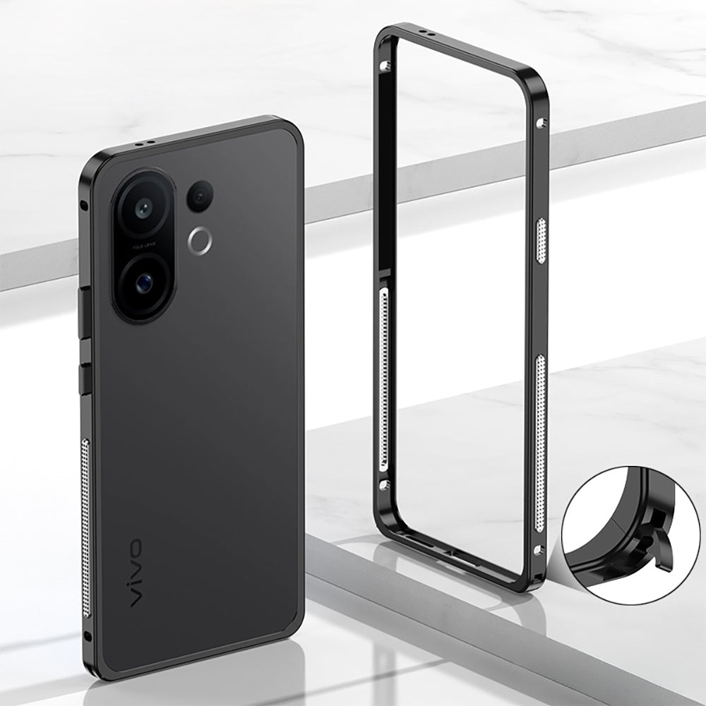 Vivo X200 FE 5G Black phone case with metal frame on a white background