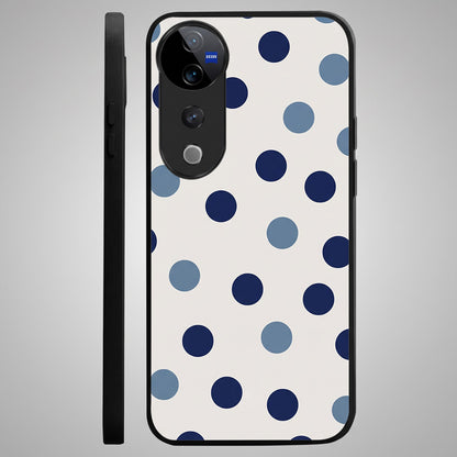 Vivo V40 Pro 5G Elegant White Navy Blue Polka Dot Acrylic Back Cover