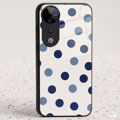 Vivo V40 Pro 5G Elegant White Navy Blue Polka Dot Acrylic Back Cover