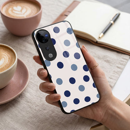 Vivo V40 Pro 5G Elegant White Navy Blue Polka Dot Acrylic Back Cover