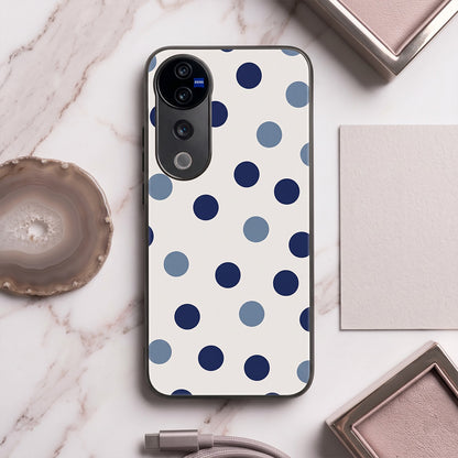 Vivo V40 Pro 5G Elegant White Navy Blue Polka Dot Acrylic Back Cover