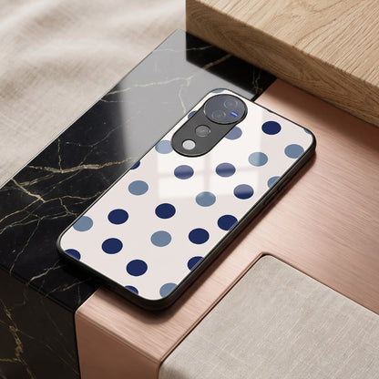 Vivo V40 Pro 5G Elegant White Navy Blue Polka Dot Acrylic Back Cover