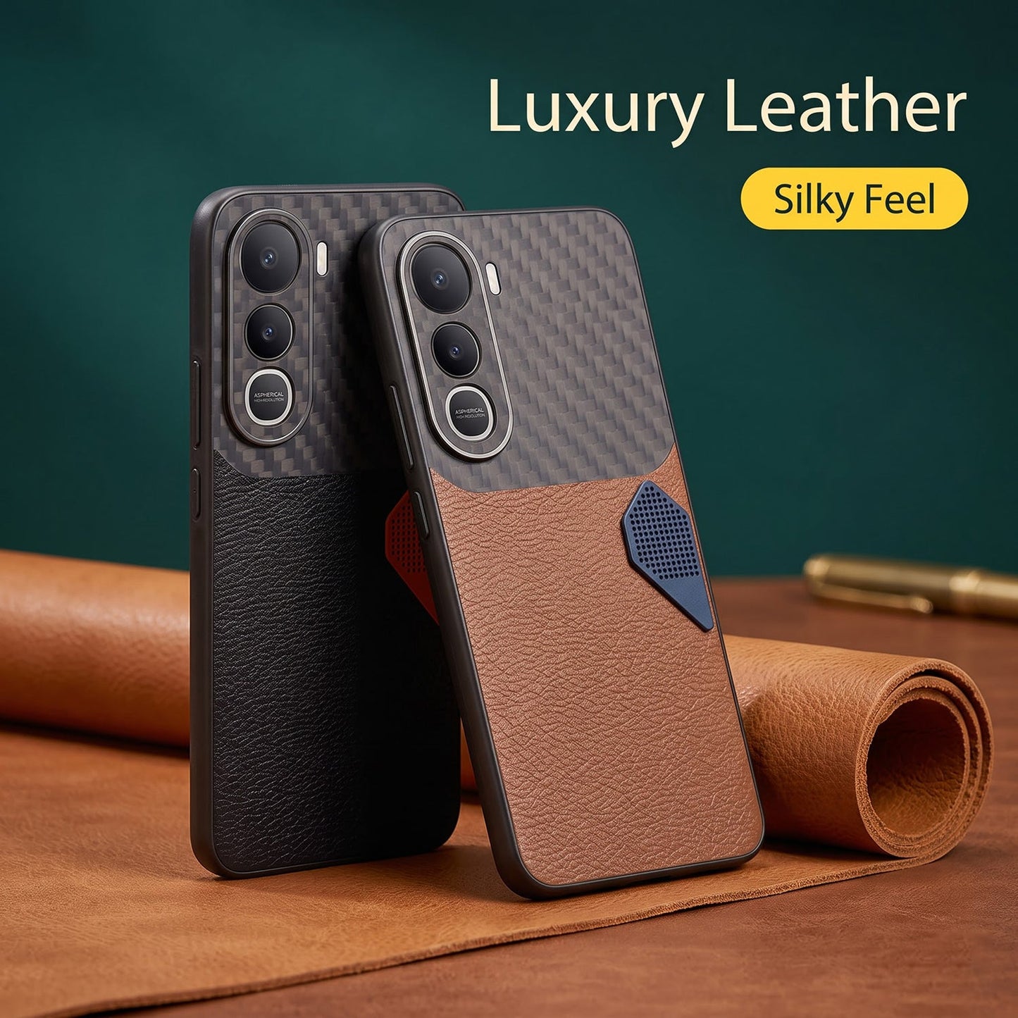 Vivo Y400 Pro 5G Carbon Fiber Heat Dissipation Leather Hybrid Phone Case