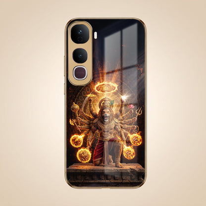 Vivo Y400 Pro 5G Lord Narasimha Gold Electroplated Glass Phone Back Case