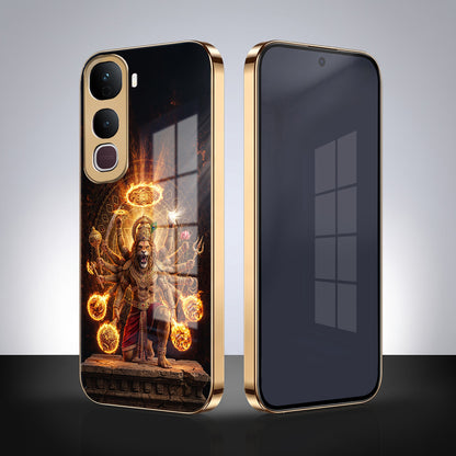 Vivo Y400 Pro 5G Lord Narasimha Gold Electroplated Glass Phone Back Case