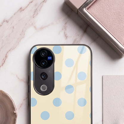 Vivo V40 Pro 5G Elegant Cream Blue Polka Dot Acrylic Back Cover