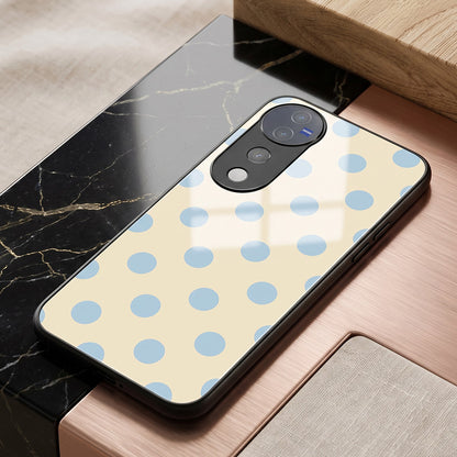 Vivo V40 Pro 5G Elegant Cream Blue Polka Dot Acrylic Back Cover