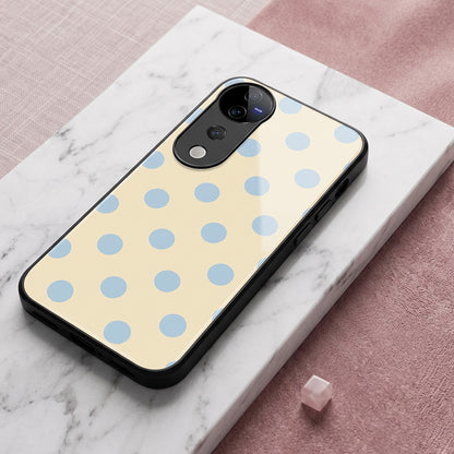 Vivo V40 Pro 5G Elegant Cream Blue Polka Dot Acrylic Back Cover